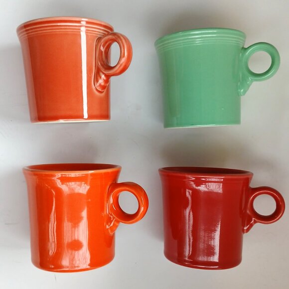 Fiestaware Fiesta Ware Ring Handle 4 Coffee Mugs Homer Laughlin 4 Colors HLC - Picture 1 of 9